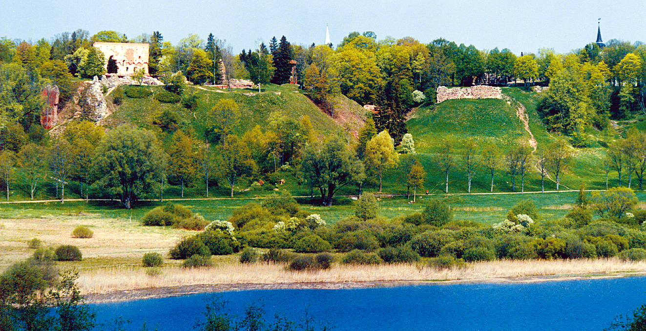 Развалины замка Вильянди, вид с озера